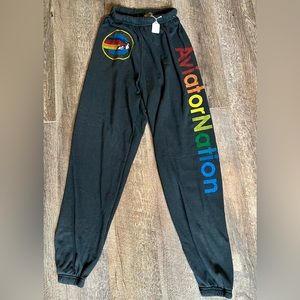 NWT authentic Aviator Nation rainbow logo joggers. Xs!